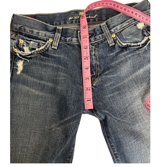 7 For All Mankind Women's Distressed Denim Bermuda Shorts Raw Hem Size 26 - Picture 5 of 8